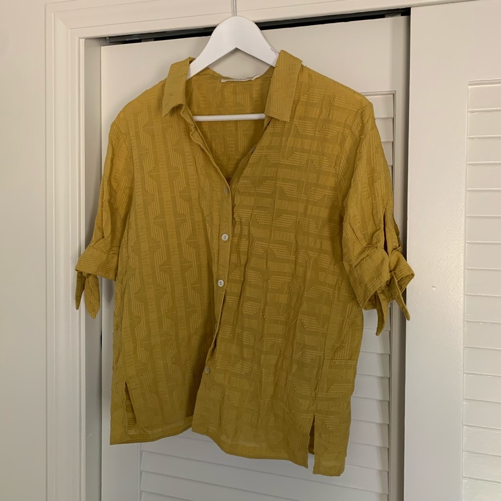 Ellison boutique brand cotton tie sleeve blouse